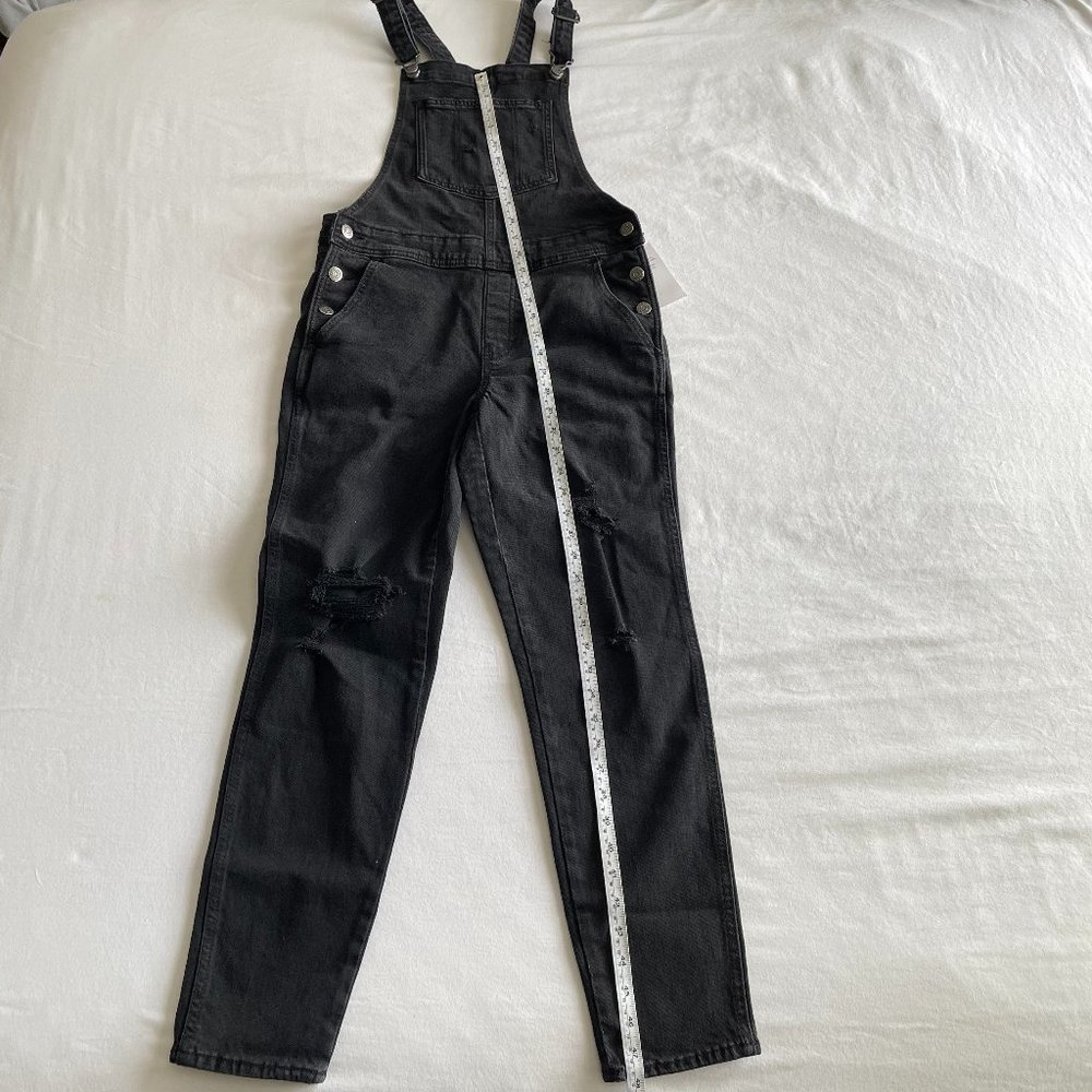 OG Straight Black-Wash Ripped Jean Overalls